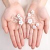 Fstrend Bridal Wedding Hair Pins Silver Sparkly Rhinestones Pearls Flower Hair Pin Bride Hairpieces Gorgeous Hair Accessories for Women and Girls(Pack of 2) (Silver)