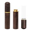 Zolunu Espresso Coffee Stirrer 5 Needles 0.4mm Espresso Distribution Tools, Natural Wood Handle and Stand (Walnut)