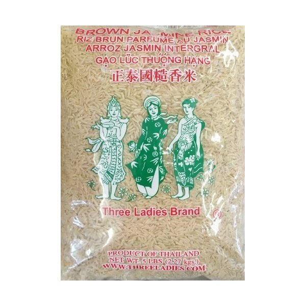 5 Pounds Three Ladies Brand Brown Jasmine Rice (One Bag per order) by Three Ladies