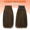 HANNE 22 Inch Kinky Straight Clip Ins Hair Extensions Clip ins for Women 4 Pieces/Lot Yaki Hair Seamless Kinky Clip ins Hair Extensions Clip ins for Daily or Party Use (M30, 22 Inch)