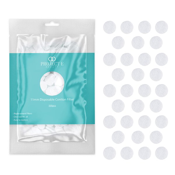1000pcs Cotton Filter (11mm) by Project E Beauty | Microdermabrasion Replacement Filters | Round Filtering Pads | Facial Vacuum Filters Accessories | Vacuum Peeling | Blackhead Removal | White