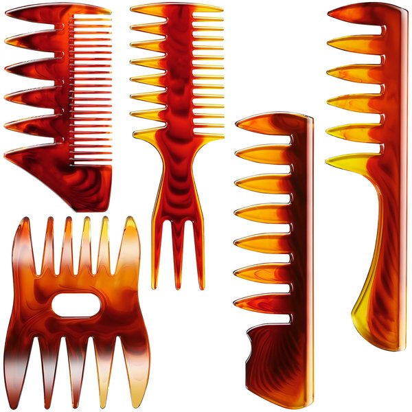 Styling Hair Comb Kit for Salon and Barber Use, 5-Pack Professional Texture Combs, Retro Hairdressing Accessories for Men, Double-Sided Gentleman's Hair Care Brushes