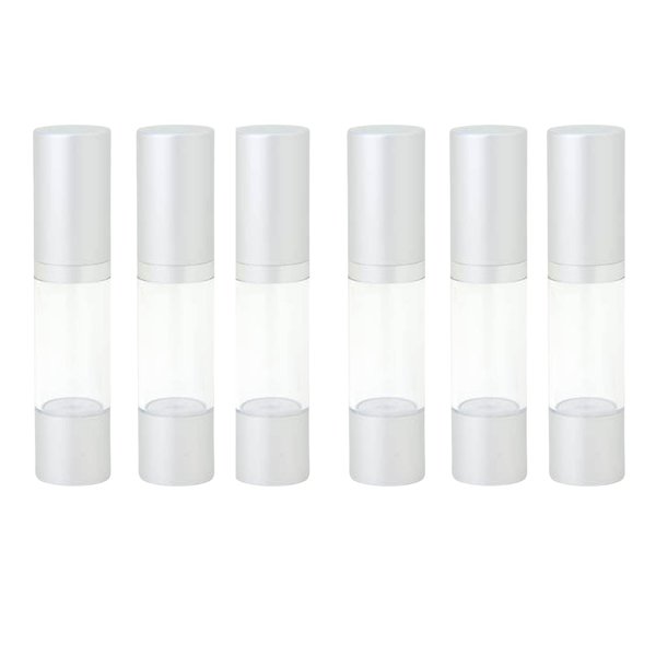 Skin Perfection Pump Bottle with Silver Airless Treatment & Clear Body Set Of 6 - Diy Travel Pump Bottle for Skin Care Formulas - Clear Travel Bottles for Serum Cream & Other Fluid Skincare Products