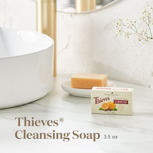 Young Living Thieves Cleansing Soap - Thieves Essential Oil Blend and Natural Botanicals - 3.5 oz