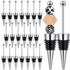 Kosiz 20 Pcs Beadable Wine Stoppers for Wine Bottles Decorative Beaded Wine Bottle Stopper Reusable Alloy Wine Saver for Beverage Gifts Holiday Party Wedding Bar (Black)