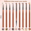 9Pcs Nail Art Brush Set, Builder Painting Design Detail Drawing Brushes Dotting Pen Double-Ended French Liner For Gel Polish Manicure Tools Acrylic Home DIY Salon Use Women, Brown