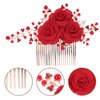 LALAFINA Red Flower Hair Comb Crystal Bridal Hair Comb Wedding Hair Comb Rhinestone Hair Piece Floral Rhinestone Hair Comb for Women Bride (Red)