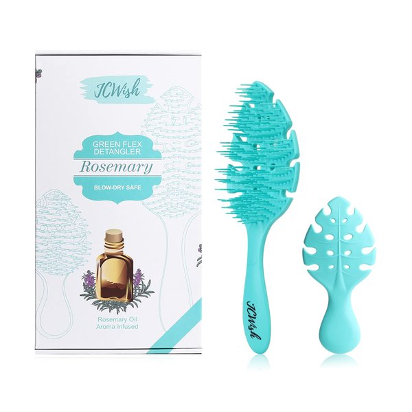 JCWish Detangling Hair Brush With Scented - Wet Or Dry Hair Brush - Mood-Boosting Detangling Brush For Curly, Thick, Natural, Straight, Fine Hair - Snag Free - 2 Count (Rosemary)