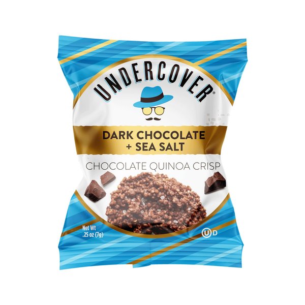 Undercover Chocolate Quinoa Crisps - Dark Chocolate + Sea Salt | 70-Count, Individually Wrapped Crisps | Gluten Free, Nut-Free, Allergen Friendly, Kosher, Plant-Based