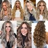 FUTATA 7Pcs 16 Clips 24 Inch Wavy Curly Full Head Clip in on Double Weft Hair Extensions for Women Girls, Silver Grey