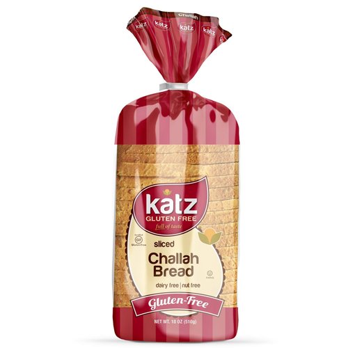 Katz Gluten Free Sliced Challah Bread | Dairy Free, Nut Free, Gluten Free | Kosher (6 Packs of 1 Sliced Loaf, 18 Ounce Each)