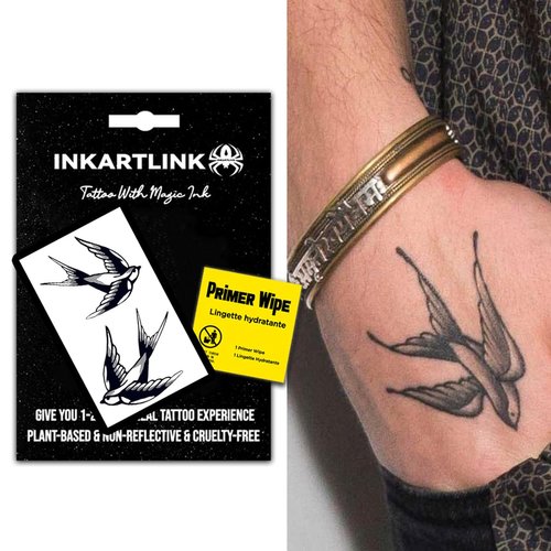 INKARTLINK semi-permanent temporary tattoos, realistic tattoos, suitable for cool boys and girls, waterproof and non-reflective, exquisite packaging, unique design(Swallow)