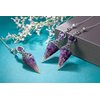 Jovivi Amethyst Healing Crystal Pendulums for Dowsing Divination 6 Facet Pointed Healing Wicca Dowsing Balancing Spiritual Resin Gemstone Point Pendant Pendulums