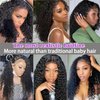 Uioxvn 13x4 Lace Front Wigs Human Hair Pre Plucked 4C Kinky Curly Edges Baby Hair HD Transparent Glueless Deep Curly Lace Front Wigs Human Hair for Black Women Glueless Wigs 150% Density (24 Inch)