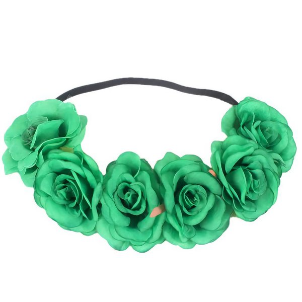 SpinLaLa St Patricks Day Women Headbands - Green Elastic Floral Headbands for Women Girls, Non Slip Bohemian Flower Crown Head Wear (Small Flower)