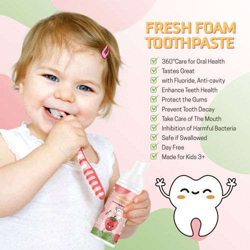 Foam Toothpaste Kids, 4 Packs Kids Foam Toothpaste for U-Shape Electric Toothbrush, Toddler's Toothpaste with Low Fluoride, Children Oral Cleaning for Best Result