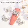 3D Butterfly Nail Charms for Acrylic Nails 10 PCS Metal Butterfly Nail Art Charms with Diamonds Gold Silver Butterflies Nail Charms Rhinestones Decoration DIY Alloy Jewelry Accessories