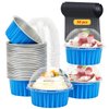 5oz Muffin Tins with Lids 50 Pack,Free-Air Aluminum Foil Cupcake Liners Baking Pans,Jumbo Muffin Liners Cupcake Pans,Disposable Ramekins Muffin Cups Containers-Blue