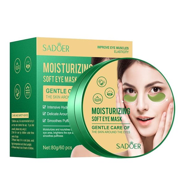 ULELA DIKML 60pcs/30pairs Green Moisturizing Eye Mask, Moisturizing Soft Eye Mask, Gentle Care Of The Skin Around The Eyes, Moisturizes And Nourishes The Eye Area, Smoothes Puffiness 80g