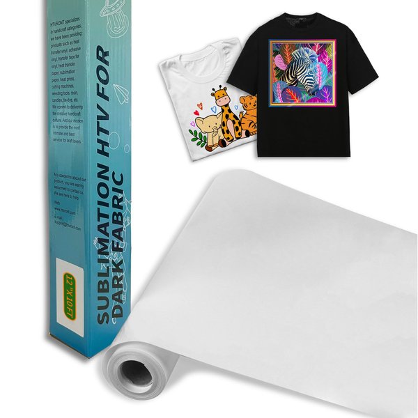 HTVRONT Sublimation HTV for Dark/Light Fabric - Matte Sublimation Vinyl 12" X 10FT for T-Shirts - Work Together with Sublimation Paper, Sublimation Ink and Heat Press