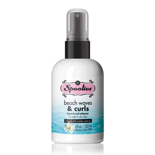 Spoolies Beach Waves & Curls, Leave-in Curl Enhancer - for wet or dry hair treatment, with essential oils. Safe for color-treated hair, Condensed, Made in USA