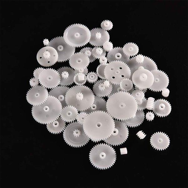 58PCS White Plastic Gears for RC Car Motor Toy Model DIY Helicopter RC Toy Replacement Accessories Module 0.5