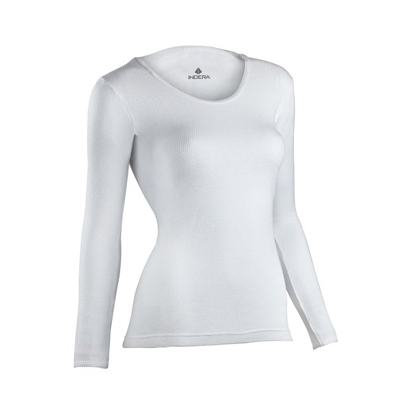 Indera Women's Combed Cotton Raschel Knit Thermal Underwear Top, White, Medium
