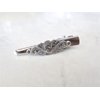 Small silver tone metal filigree alligator hair claw clip clamp fine hair