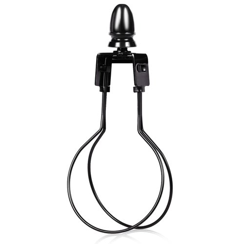 GIGIVOSHA Lamp Shade Harp Holder Adapter kit - Clip on Lampshade Light Bulb With Shade Attaching Finials Support Fitter Parts Converter(1 Pack, Black)