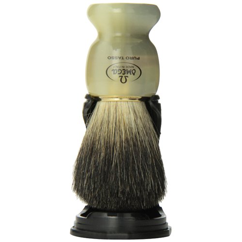 Omega 63171 Stripey 100% Pure Badger Shaving Brush with Stand