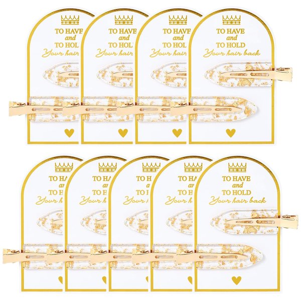 No Bend Hair Clips 5PCS 7PCS 9PCS Bridesmaid Proposal Gifts, Bridesmaid Hair Clips Gold Glitter Hair Clips, bridal shower cute hairpin Wedding party souvenir decoration gifts (Gold Hair Clip 9pcs)