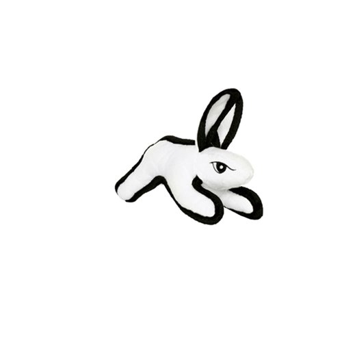 TUFFY - World's Tuffest Soft Dog Toy - Barnyard Junior White Rabbit - Squeakers - Multiple Layers. Made Durable, Strong & Tough. Interactive Play (Tug, Toss & Fetch). Machine Washable & Floats.