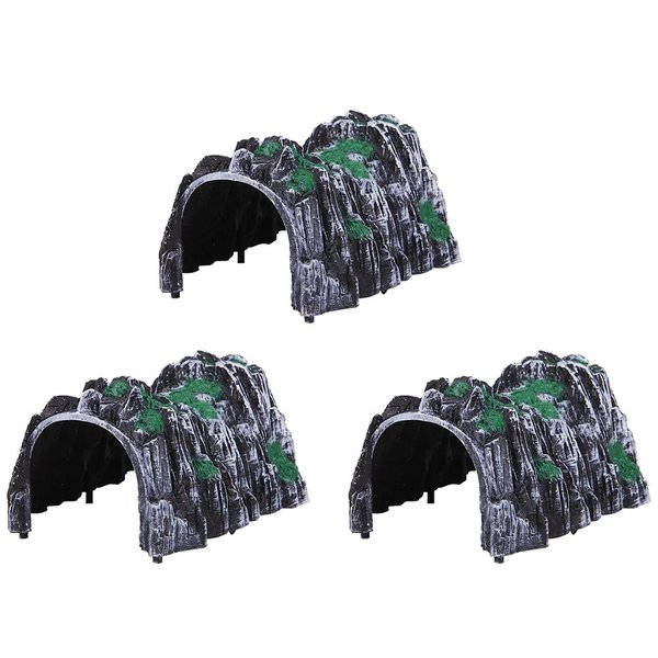 jojofuny 3pcs Plastic Railway Mountain Tunnel Train Set Accessories Simulation Model Train Railway Train Cave Tunnels for Kids Age 3 and Up, Grey