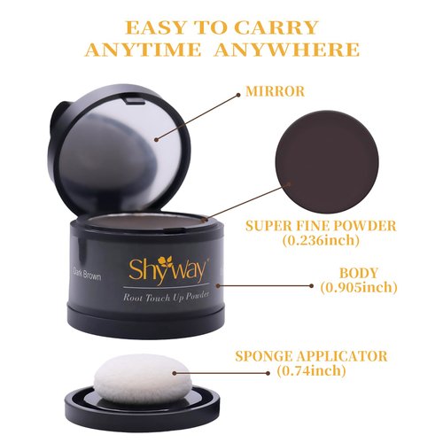 Shyway Hair Powder,Root Touch Up,Hairline Powder,Safe for Hair and Scalp,Instant Coverage,Compact Size-Hair Powder for Women,Hairline Powder Stick,Quick Root Touch Up,On-the-Go Use(Dark Brown*1)