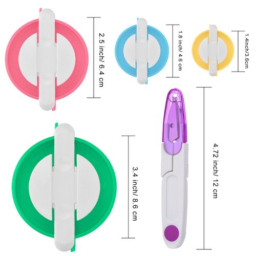 Pom Pom Maker, 4 Different Sizes Pompom Maker Fluff Ball Needle Craft DIY Wool Knitting Craft Knitting Wool Tool Kit with Thread Cutter Scissors (Color Set A)