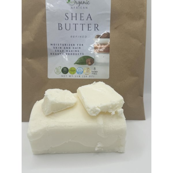 AliBell's Shea Butter, Natural Refined, Organic African Shea, 16 oz. in ecofriendly, biodegradable Kraft packaging. For making Soap, Lotion, Body Butter. Extra Moisturizing for Face, Body, Skin, Hair, Cracked Feet.