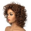 Wiginway Short Curly wig for women, Full Head Hair Costume Wig Natural Looking, Reddish Brown Wigs, 8 Inch