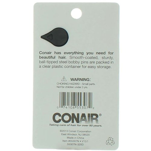 Conair Styling Essentials Bobby Pins, Black 75 ea (Pack of 6)