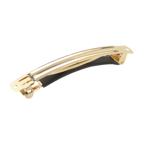 MAHAVIMOKSA Gold French Barrette Hair Clips with Black Leather Protect for DIY Craft Project (100mm/4"-10pcs)