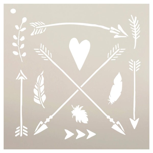 Woodland Arrows & Symbols Stencil by StudioR12 | DIY Nursery | Nature Decor | Animal | Craft Home Decor | Reusable Mylar Template | Paint Wood Sign - Select Size (12" x 12")