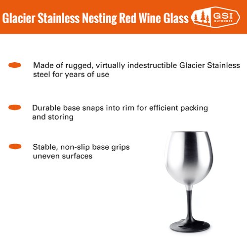 GSI Outdoors 63310 Glacier Stainless Steel Nesting Red Wine Glass