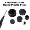 48PCS Mixed Sizes Round Plastic Plugs, Black Round Tubing Inserts, End Caps for Round Tubing Post, Biscuits and Plugs, Easy Install Plug