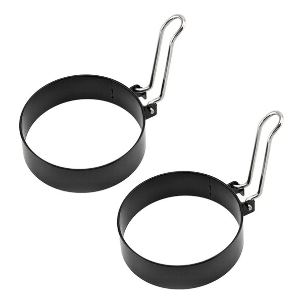SKEMIX Egg Ring Set For Frying Or Shaping Eggs, Round Egg Cooker Rings For Cooking, Stainless Steel Non Stick Mold Shaper Circles For Fried Egg McMuffin Sandwiches, Egg Maker Molds (2 Pack)
