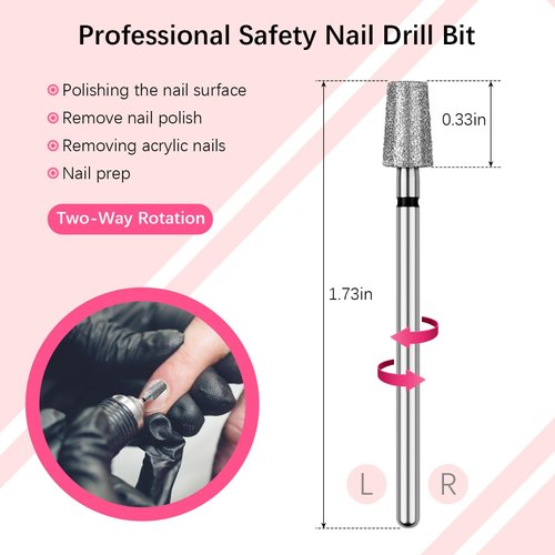 Rolybag Cuticle Nail Drill Bits Tapered Barrel Cuticle Drill Bit for Nail Diamond Drill Bits 3/32” Professional Safety Cuticle Clean Drill for Electric Remove Cuticle Dead Skin Manicure Tools (Coarse)