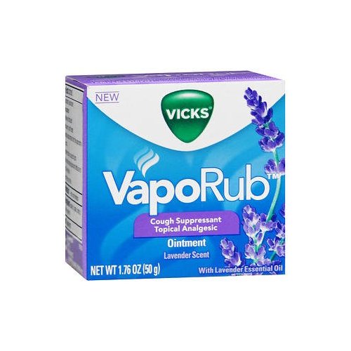 Vicks VapoRub Cough Suppressant Topical Analgesic Ointment Lavender Scent - 1.76 oz jar, Pack of 4