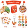 YYMYMGJ Fox Party Favors 110 PCS Fox Theme Slap Bracelets Sticker Key Chains Badge Temporary Tattoos Gift Bags for Kids Woodland Creatures Fox Birthday Party Baby Shower Jungle Safari Party Supplies
