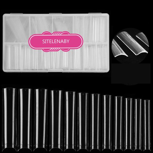 No C Curve 3XL Square Nail Tips-Clear Acrylic Square Shape Nail Tips SITELENABY 360 pcs Flattened Half Cover False Nails for Nail Salons and DIY French ABS Nail Art Tips 12 Size