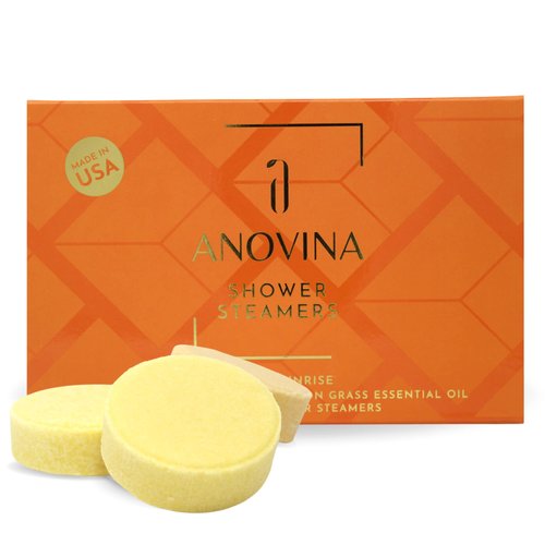 Anovina 6XL Citrus Essential Oil Shower Steamers Gift Box - Shower Bombs Aromatherapy, Self Care Gifts for Men & Women, Shower Tablets for Aromatherapy. Self Care Gifts for All Occasions
