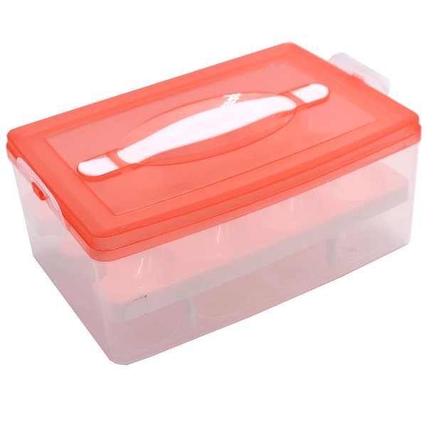 FIVOENDAR 10"x4.3"x7.3" Plastic Egg Holder for Refrigerator with Lid, Container for 24 Eggs