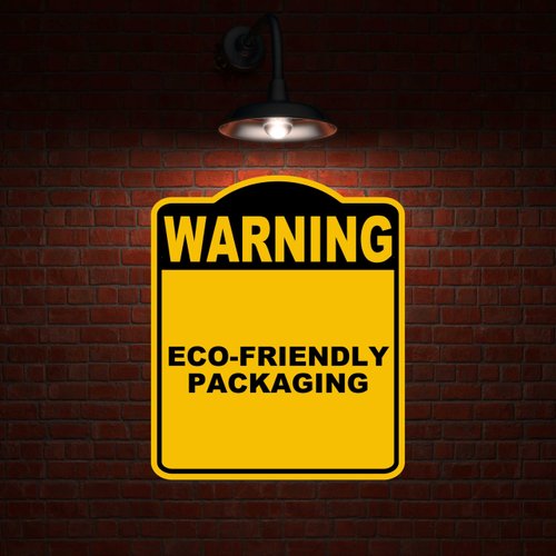 ECO-FRIENDLY PACKAGING Warning Yellow Black Aluminum Composite Sign 8.5 x 10 inches